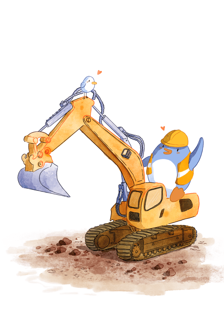 La pellteuse des oiseaux Outil de construction.